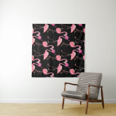 Pink Flamingos: Schwarzer Hintergrund Vintag Wandteppich (Beispiel (Horizontal))