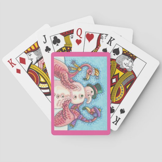 Pink Flamingos Snowman CHRISTMAS PLAYING CARDS Spielkarten (Rückseite)
