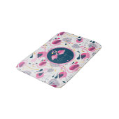 Pink Flamingos Stilisierte Illustrationsmuster Badematte (Schrägansicht)