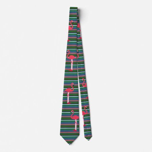 Pink Flamingos Striped Neck Tie - HAMbWG Krawatte (Vorderseite)