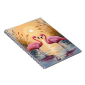 Pink Flamingos Sunset Animal Painting Notizblock (Rechte Seite)