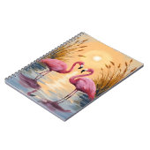 Pink Flamingos Sunset Animal Painting Notizblock (Linke Seite)