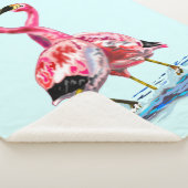 Pink Flamingos Tango Sherpa Blanket - Malerei Sherpadecke (3/4)