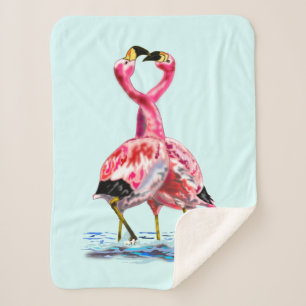 Pink Flamingos Tango Sherpa Blanket - Malerei Sherpadecke
