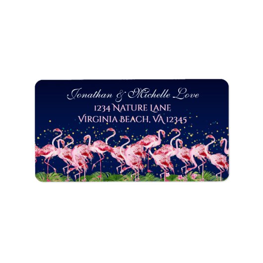 Pink Flamingos Tropical Beach Flamingo Adresse Adressaufkleber (Vorne)