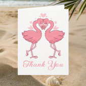 Pink Flamingos Tropical Beach Wedding Thank You Dankeskarte