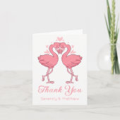 Pink Flamingos Tropical Beach Wedding Thank You Dankeskarte (Vorderseite)