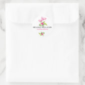 Pink Flamingos & Tropical Blume Bouquet Runder Aufkleber (Tasche)