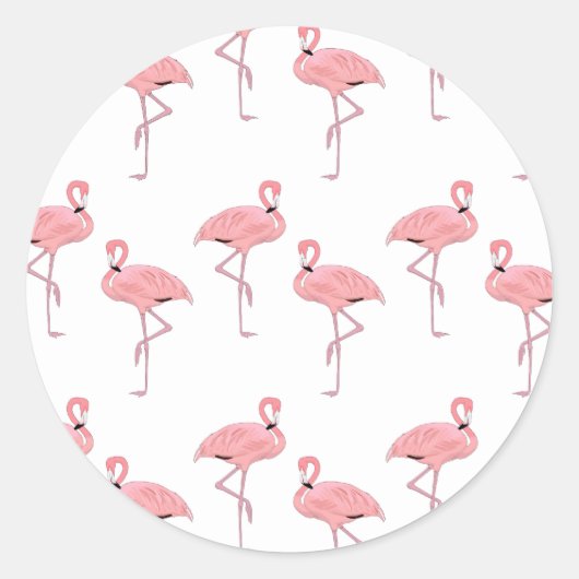 Pink Flamingos Tropical Coastal Beach Thema Runder Aufkleber (Vorderseite)