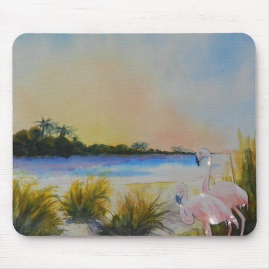 Pink Flamingos Tropical Island Mousepad (Vorne)