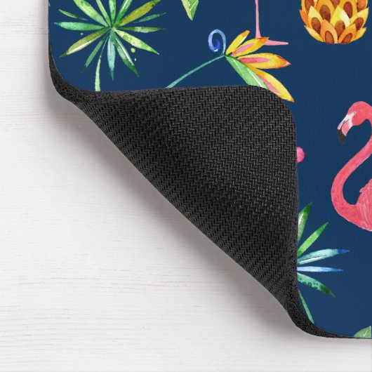Pink Flamingos & Tropical Leafen & Blume Muster Mousepad (Ecke)