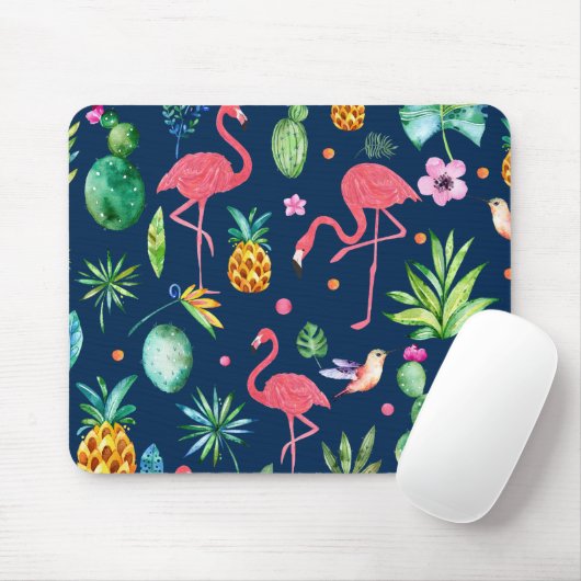 Pink Flamingos & Tropical Leafen & Blume Muster Mousepad (Mit Mouse)