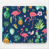 Pink Flamingos & Tropical Leafen & Blume Muster Mousepad (Vorne)