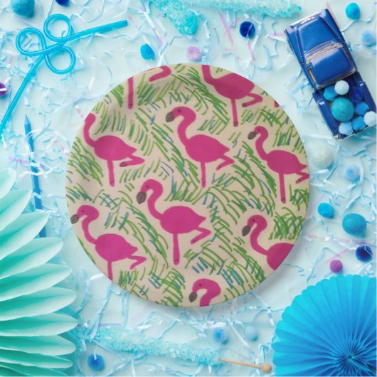 Pink Flamingos Tropical Pattern Paper Teller (Party)