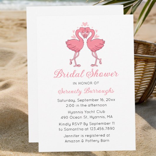 Pink Flamingos Tropical Summer Beach Bridal Shower Einladung