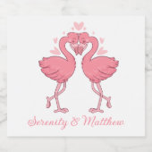 Pink Flamingos Tropical Summer Beach Wedding Schaumweinetikett (Einzelnes Label)