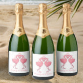 Pink Flamingos Tropical Summer Beach Wedding Schaumweinetikett