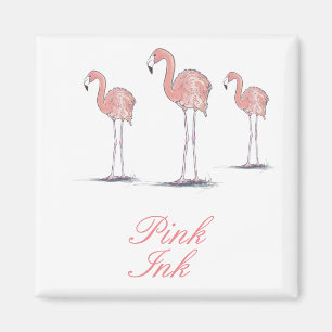Pink Flamingos Tropical Themed Magnet