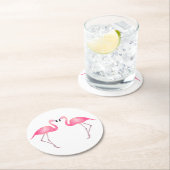 Pink Flamingos Tropical Wedding, Party, Luau Beach Runder Pappuntersetzer (Vor Ort)