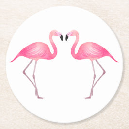 Pink Flamingos Tropical Wedding, Party, Luau Beach Runder Pappuntersetzer