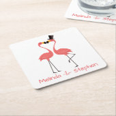 Pink Flamingos Tropical Wedding, Party, Luau Rechteckiger Pappuntersetzer (angewinkelt)