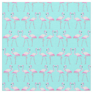 Pink Flamingos Turqouise Beach Sommer Stoff