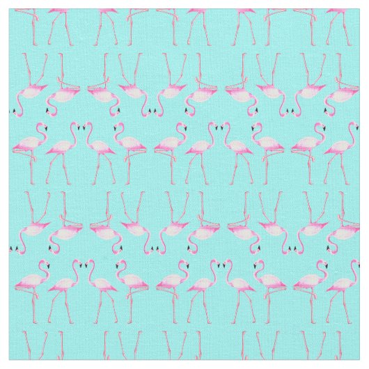 Pink Flamingos Turqouise Summer Beach Stoff (Nahaufnahme)