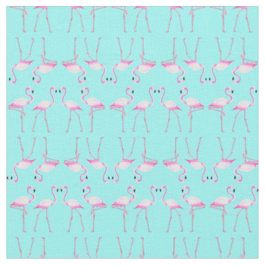 Pink Flamingos Turqouise Summer Beach Stoff (Nahaufnahme)