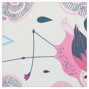 Pink Flamingos und Blume Muster Stoff