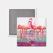Pink Flamingos von Francis Lee Jaques Magnet (Vorderseite/Rückseite)
