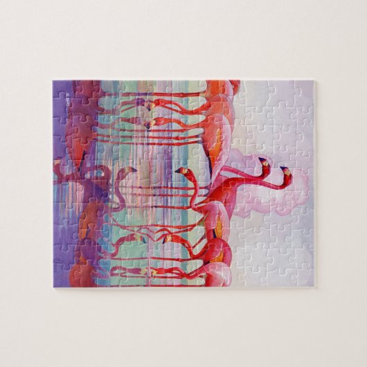 Pink Flamingos von Francis Lee Jaques Puzzle (Horizontal)