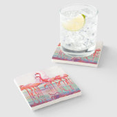 Pink Flamingos von Francis Lee Jaques Steinuntersetzer (Seitenansicht)