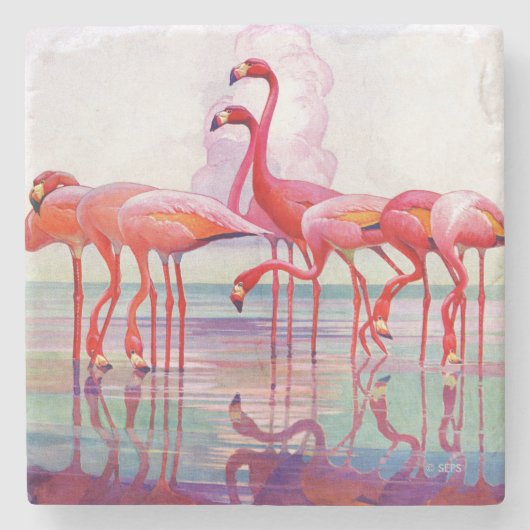 Pink Flamingos von Francis Lee Jaques Steinuntersetzer (Vorderseite)