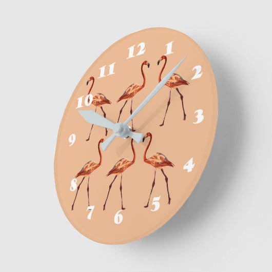 Pink Flamingos Wall Clock Runde Wanduhr (Winkel)