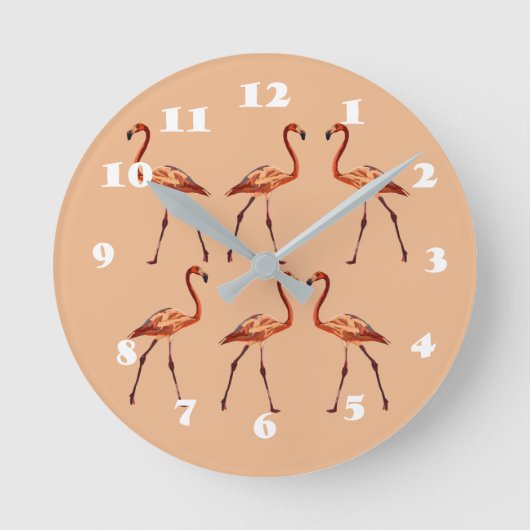 Pink Flamingos Wall Clock Runde Wanduhr (Vorderseite)