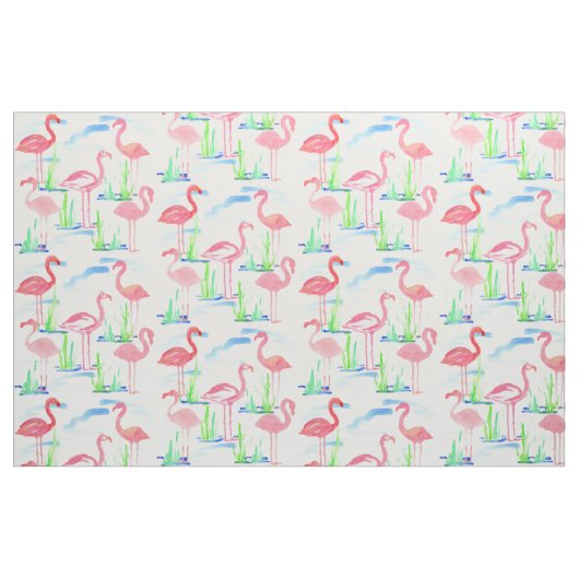 Pink Flamingos Watercolor Stoff (Fat Quarter (45,7 x 55,9 cm))