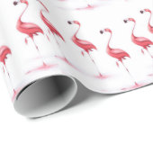 Pink Flamingos Watercolor Wrapping Paper Geschenkpapier (Rolleneckpunkt)