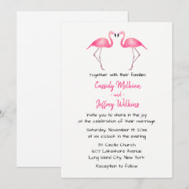 Pink Flamingos Wedding Tropical Summer Beach Einladung