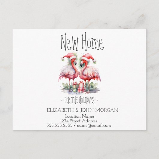 Pink Flamingos Weihnachtsmannmütze präsentiert neu Ankündigungspostkarte (Vorderseite)