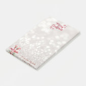 Pink Flamingos Weihnachtsmannmütze präsentiert Post-it Klebezettel (angewinkelt)