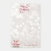 Pink Flamingos Weihnachtsmannmütze präsentiert Post-it Klebezettel (Vorderseite)