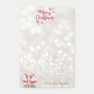 Pink Flamingos Weihnachtsmannmütze präsentiert Post-it Klebezettel