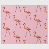 Pink Flamingos Zeichnend Wrapping Paper Geschenkpapier (Flach)
