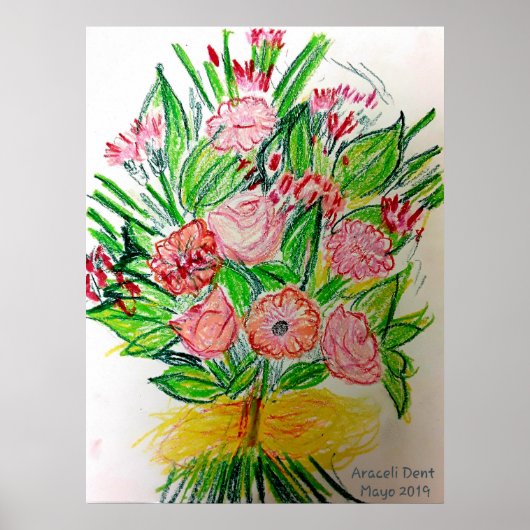 Pink Flat Bouquet Poster (Vorne)