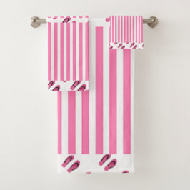 Pink Flip Flops Kids Weiß Badhandtuch Set