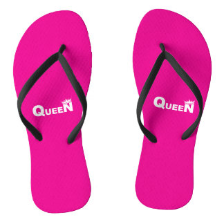 Pink flip-flops with 'Queen' – beach style Badesandalen