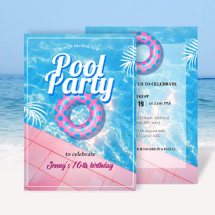 Pink Floaty Pool Party Einladung