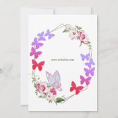 Pink Flora Lila Schmetterlinge Kinderparty Einladung (Rückseite)