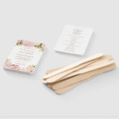 Pink Flora Wedding Program Fan Fächer (Non-assembled)
