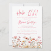 Pink Floral 100. Geburtstagsparty Einladung (Vorderseite)